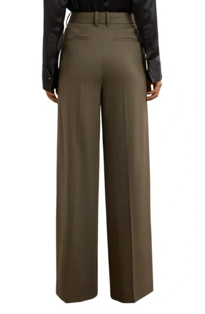 Reiss Solene Wool Blend Wide Leg Pants In Green