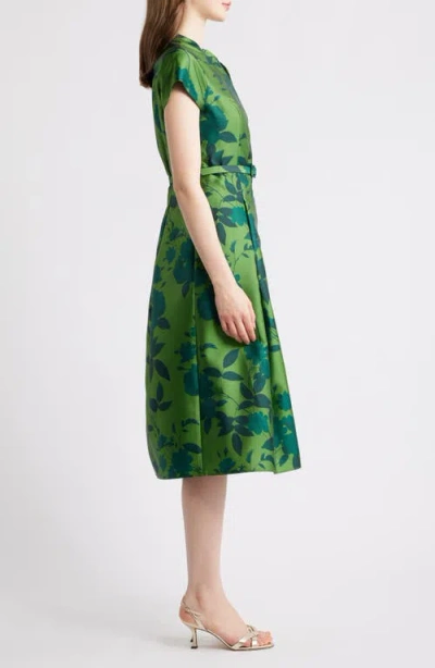 Sachin & Babi Martine Floral Mikado Cocktail Midi Dress In Green