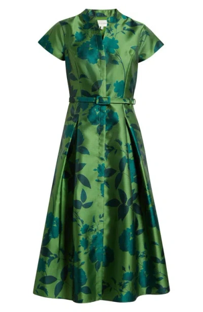 Sachin & Babi Martine Floral Mikado Cocktail Midi Dress In Green