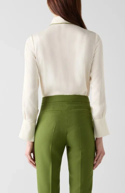 Lk Bennett Elisa Tie Neck Crepe Shirt In White