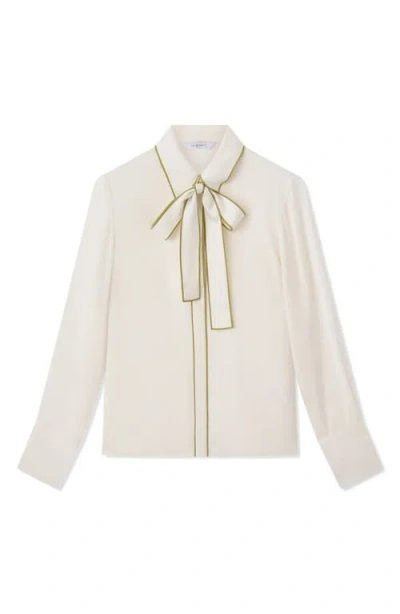 Lk Bennett Elisa Tie Neck Crepe Shirt In White