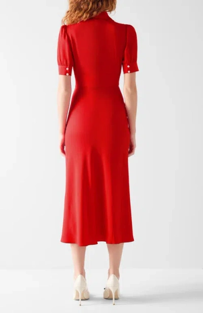 Lk Bennett Emma Faux Pearl Button Midi Dress In Red