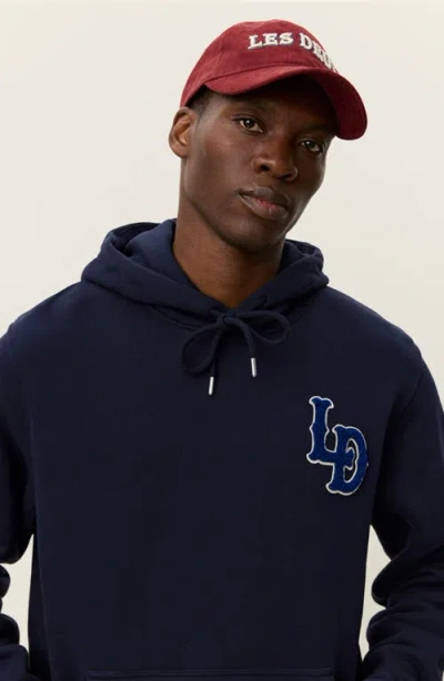 Les Deux Brady Logo Patch Hoodie In Blue