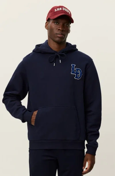Les Deux Brady Logo Patch Hoodie In Blue