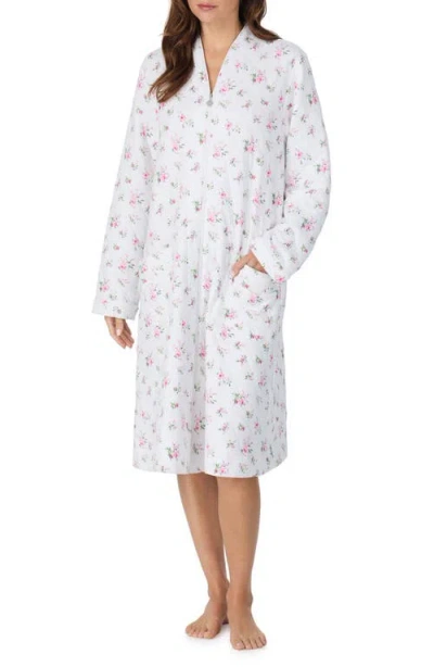 Eileen West Waltz Floral Zip-up Quilted Cotton Robe In Multi