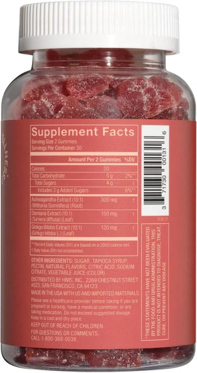 Hims & Hers Desire Libido Supplement Gummies  Mood-boosting, Energy-enhancing, Daily Wellness Formul In Red