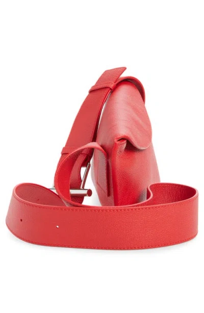 Alexander Mcqueen Mcqueen T-bar Sling Asymmetric Leather Crossbody Bag In Red