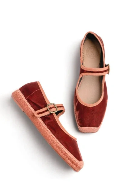 Penelope Chilvers Velvet Espadrille Mary Jane In Orange