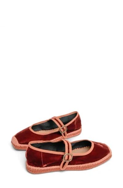 Penelope Chilvers Velvet Espadrille Mary Jane In Orange