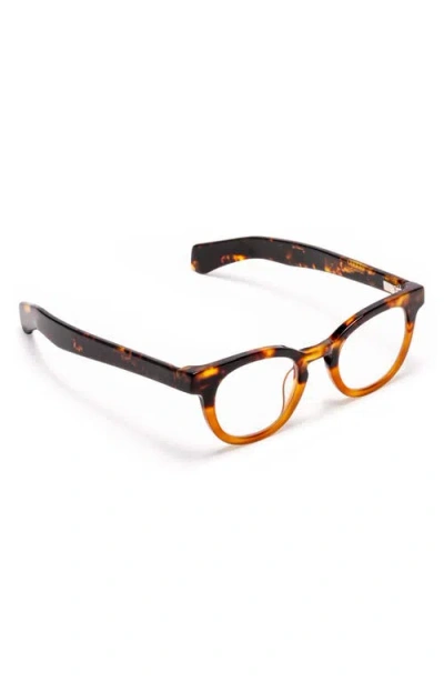 Eyebobs Total Wit 45mm Round Blue Light Blocking Glasses In Brown
