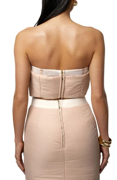 Jluxlabel Addyson Quilted Strapless Crop Top & Column Maxi Skirt Set In Neutral