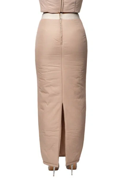 Jluxlabel Addyson Quilted Strapless Crop Top & Column Maxi Skirt Set In Neutral