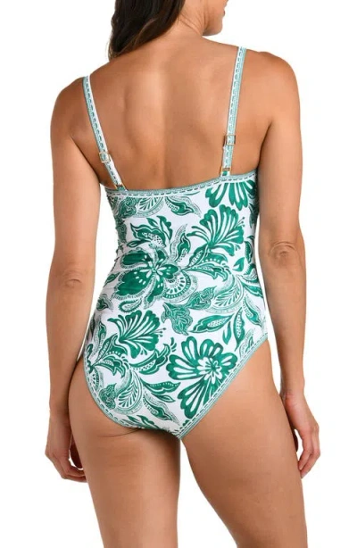 La Blanca Botanical Brocade One-piece Swimsuit In Green