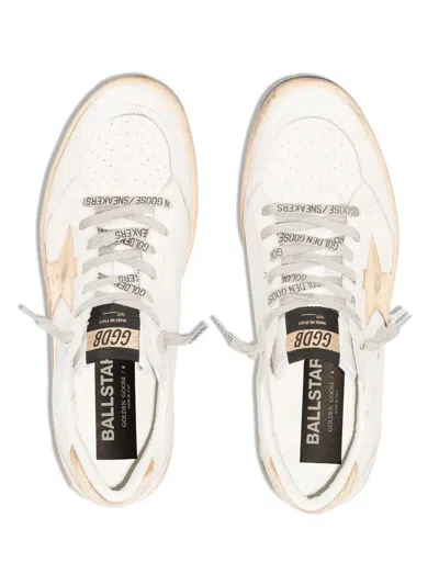Golden Goose Ballstar Leather Sneakers Star Heel Detail In White