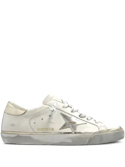 Golden Goose Super Star Leather Upper Laminated Star And Heel Glitter Edge In White