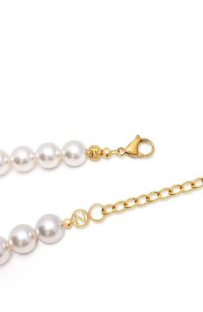 Nialaya Chunky Pearl Choker Necklace In White