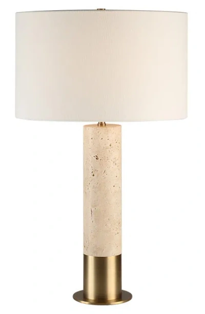 Renwil Amadora Travertine Table Lamp In Gold