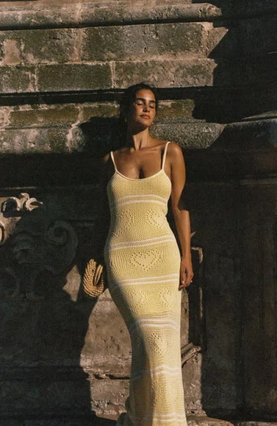 L*space Lspace Heart To Heart Cotton Knit Cover-up Maxi Dress In Yellow