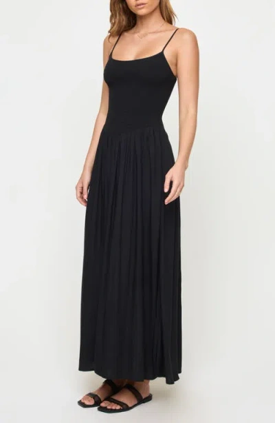 L*space Lspace Misha Smocked Bodice Cover-up Cotton Maxi Dress In Black