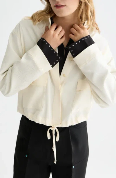 Scotch & Soda Drawstring Waist Utility Shirt In Neutral