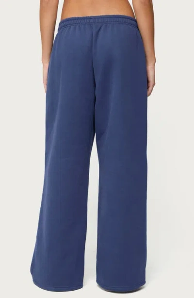 Edikted Glitter Girl Straight Leg Sweatpants In Blue