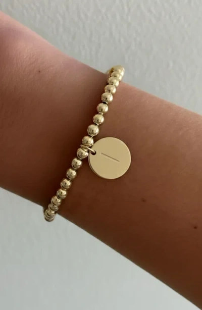 Cuffed By Nano Classic Initial Coin 14k Gold Filled Bead Bracelet In Gold