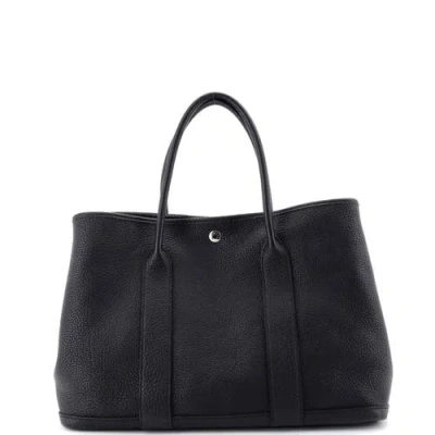 Pre-owned Hermes  Hermes Garden Party Tote Leather 36 In Black