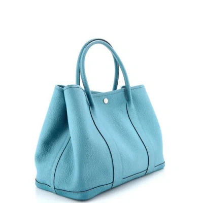 Pre-owned Hermes  Hermes Garden Party Tote Leather 36 In Blue