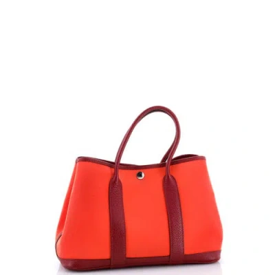 Pre-owned Hermes  Hermes Garden Party Tote Toile And Leather 30 In Orange