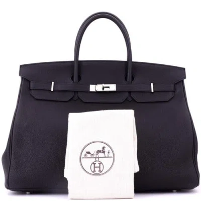 Pre-owned Hermes  Hermes Birkin Handbag Black Togo With Palladium Hardware 40 In Black