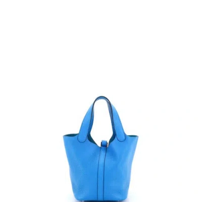 Pre-owned Hermes  Hermes Picotin Lock Bag Clemence Pm In Neutral