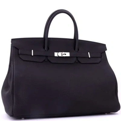 Pre-owned Hermes  Hermes Birkin Handbag Black Togo With Palladium Hardware 40 In Black
