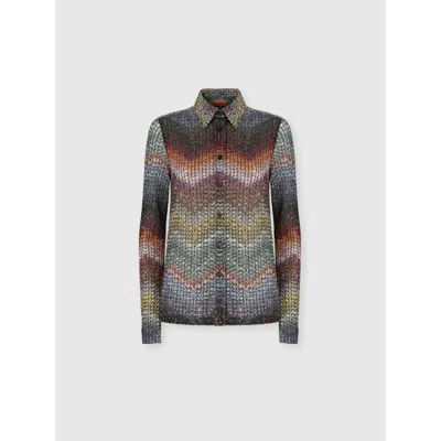 Missoni Sequin-embellished Zigzag Metallic-knit Shirt In Multi