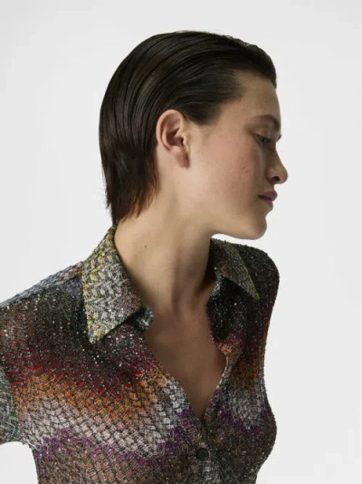 Missoni Sequin-embellished Zigzag Metallic-knit Shirt In Multi