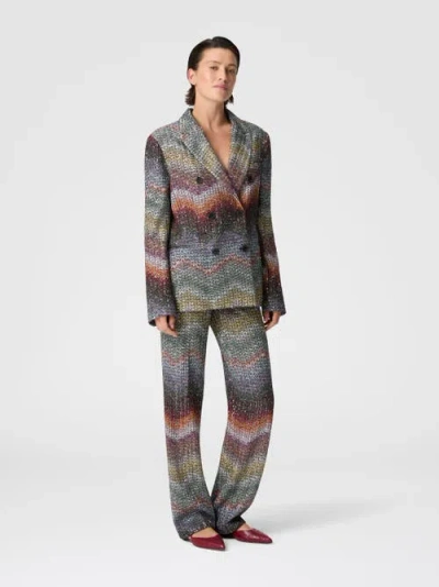 Missoni Double-breasted Viscose Lamé Blazer With Sequins In Multi