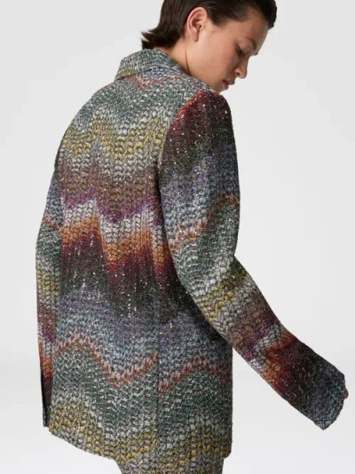 Missoni Double-breasted Viscose Lamé Blazer With Sequins In Multi