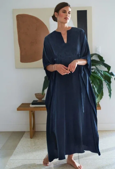 Ocean + Main Ocean+main Belted Caftan In Blue