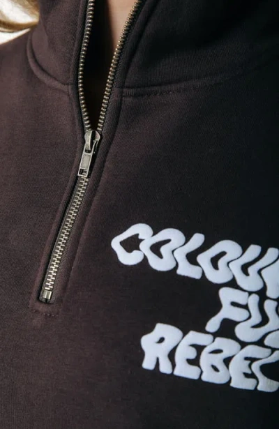 Colourful Rebel Uni Logo Wave Zip Sweat In Brown