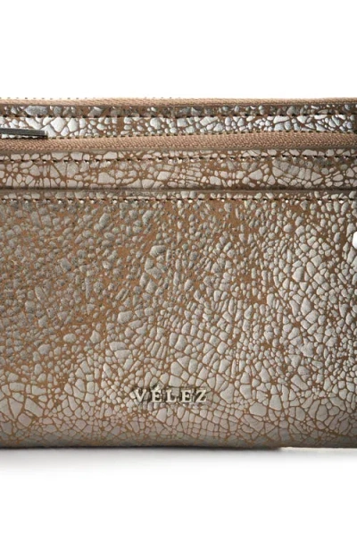 Velez Folia Leather Checkbook Wallet In Silver