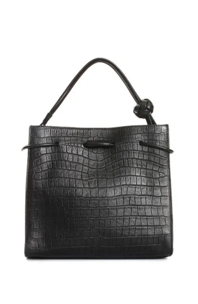 Velez Embossed Leather Bowling Bag In Black