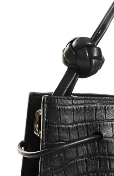 Velez Embossed Leather Bowling Bag In Black