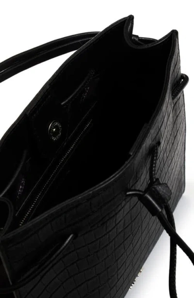 Velez Embossed Leather Bowling Bag In Black