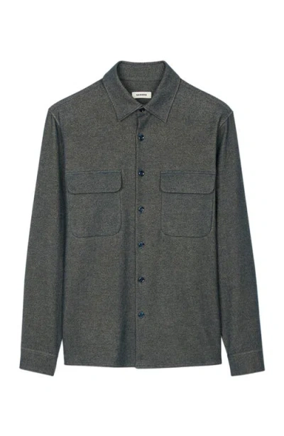 Sandro Relaxed Fit Flannel Overshirt In Blue