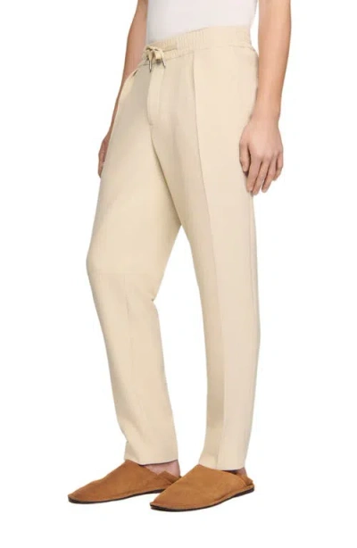 Sandro Mens Oats Drawstring-waist Straight-leg Woven Trousers In Neutral