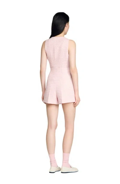 Sandro Sequin Check Tweed Shorts In Pink