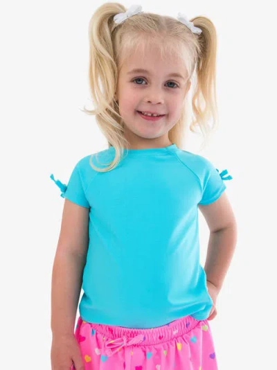 Rufflebutts Upf50 Active Raglan Bow Shirt In Blue