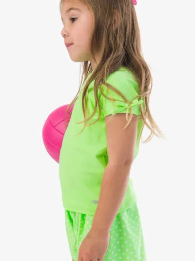 Rufflebutts Upf50 Active Raglan Bow Shirt In Green