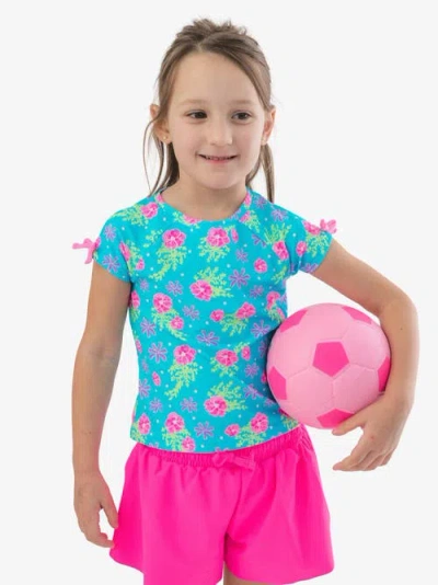 Rufflebutts Upf50 Active Raglan Bow Shirt In Blue
