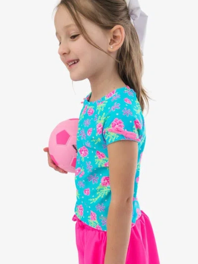 Rufflebutts Upf50 Active Raglan Bow Shirt In Blue