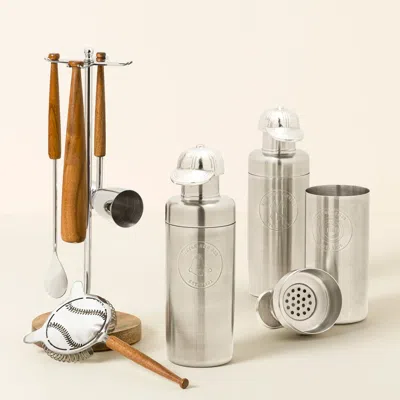 Uncommon Goods Batter Up Mlb Cocktail Shaker & Bar Tool Set In Silver